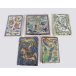 FIVE 17/18TH-CENTURY OTTOMAN GLAZED POTTERY TILES