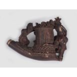 19TH-CENTURY CARVED FIGURE DECORATED PIPE HEAD