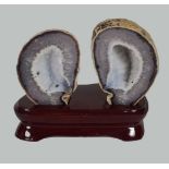 PAIR OF DRUZY AGATE GEODE