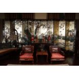 CHINESE LACQUERED PALACE FOLDING SCREEN