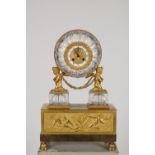 FRENCH EMPIRE ORMOLU & ROCK CRYSTAL MANTLE CLOCK