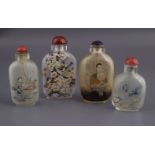 4 CHINESE GLASS SNUFF BOTTLES
