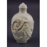 CHINESE QING BLANC DE CHINE SNUFF BOTTLE