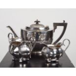 THREE-PIECE MATCHED SILVER TEA SERVICE