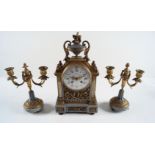 19TH-CENTURY ORMOLU AND MARBLE CLOCK GARNITURE