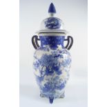 LARGE 19TH-CENTURY BLUE & WHITE JAR AND COVER