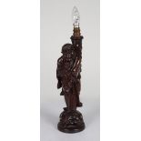 19TH-CENTURY CHINESE CARVED HARDWOOD FIGURE