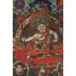 WHITE JAMBHALA PAINTED THANGKA