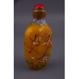 CHINESE QING YELLOW GLASS SNUFF BOTTLE