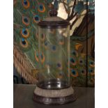 HARDWOOD MOUNTED GLASS CYLINDER