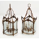 PAIR 19TH-CENTURY ORMOLU HALL LANTERNS