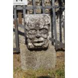 17TH-CENTURY CARVED STONE MASK