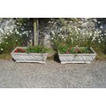 PAIR OF COMPOSITE STONE PLANTERS