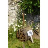 VICTORIAN CAST IRON FRAMED GARDEN ROLLER