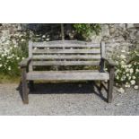 WEATHERED HARDWOOD WOODEN BENCH