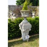 PAIR OF IMPOSING ITALIANATE STONE PILLARS