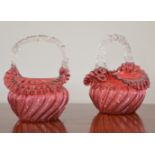 PAIR RUBY GLASS BASKETS