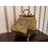 EXCEPTIONAL EDWARDIAN BRASS COAL SCUTTLE