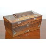 WILLIAM IV ROSEWOOD & MOTHER O'PEARL TEA CADDY