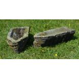 PAIR ERRATIC STONE PLANTERS