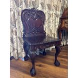 PAIR OF DUBLIN MAHOGANY HALL CHAIRS