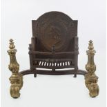 19TH-CENTURY ORMOLU AND CAST IRON FIRE GRATE