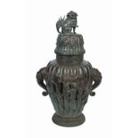 MONUMENTAL JAPANESE BRONZE URN AND COVER