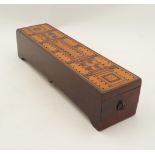 MAHOGANY AND SATINWOOD CRIBBAGE BOARD