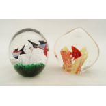 2 ART GLASS PAPER WEIGHTS