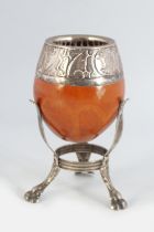 19TH-CENTURY SILVER MOUNTED GOURD