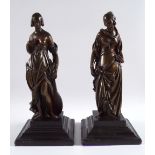 PAIR ANTIQUE BRONZE SCULPTURES