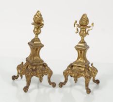 PAIR 19TH-CENTURY GILT BRONZE CHENETS