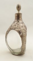 19TH-CENTURY CHINESE SILVER MOUNTED DIMPLE FLASK