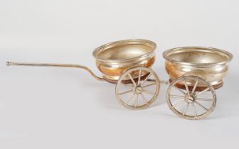 EDWARDIAN SILVER-PLATED WINE CARRIAGE