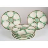SET OF 6 CHANTILLY MAJOLICA OYSTER PLATES