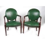 PAIR OF GEORGE III LEATHER LIBRARY ARMCHAIRS