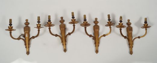 SET OF 4 EDWARDIAN BRASS WALL LIGHTS