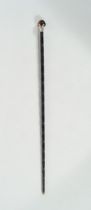 ANTIQUE EBONY AND SILVER MOUNTED WALKING STICK