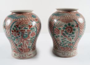 PAIR OF CHINESE CRACKLE GLAZED VASES