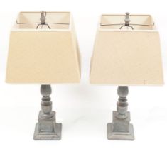 PAIR VERDIGRIS PATINATED TABLE LAMPS
