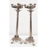 PAIR 19TH-CENTURY SILVER GILT BRONZE CANDELABRAS