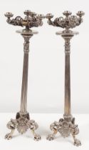 PAIR 19TH-CENTURY SILVER GILT BRONZE CANDELABRAS