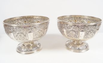 PAIR SHEFFIELD SILVER-PLATED PUNCH BOWLS