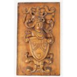 CARVED WOOD ARMORIAL PLAQUE