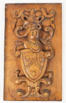 CARVED WOOD ARMORIAL PLAQUE