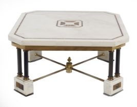 NEO-CLASSICAL STATUARY WHITE MARBLE LOW TABLE