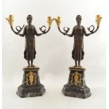 PAIR OF BRONZE & ORMOLU CANDELABRAS