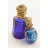 2 19TH-CENTURY BRISTOL BLUE GLASS DECANTERS