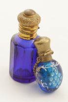 2 19TH-CENTURY BRISTOL BLUE GLASS DECANTERS