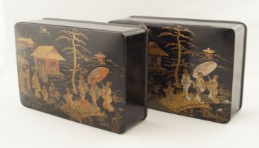 PAIR 19TH-CENTURY JAPANESE PAPIER MACHE BOXES